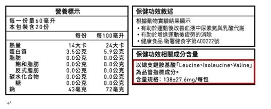 原味滴雞精成分標示